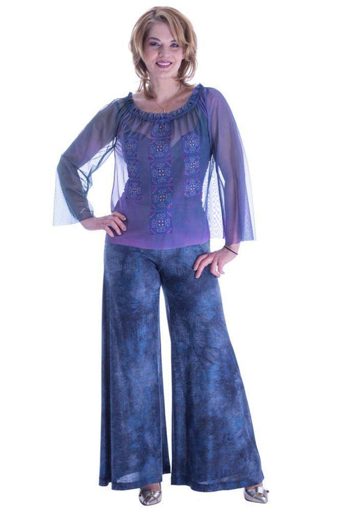 Bluza tul pictat cu broderie  Liza Panait Liza Panait Online Boutique